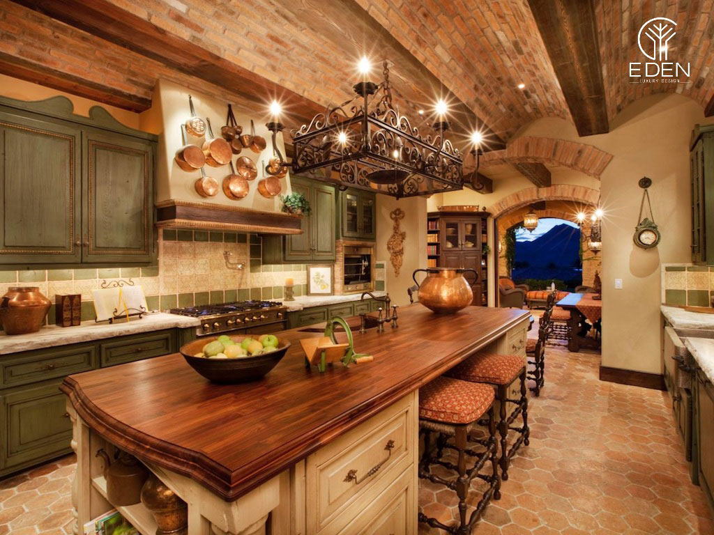 Căn bếp sẽ là điểm nhấn của căn nhà với phong cách Rustic