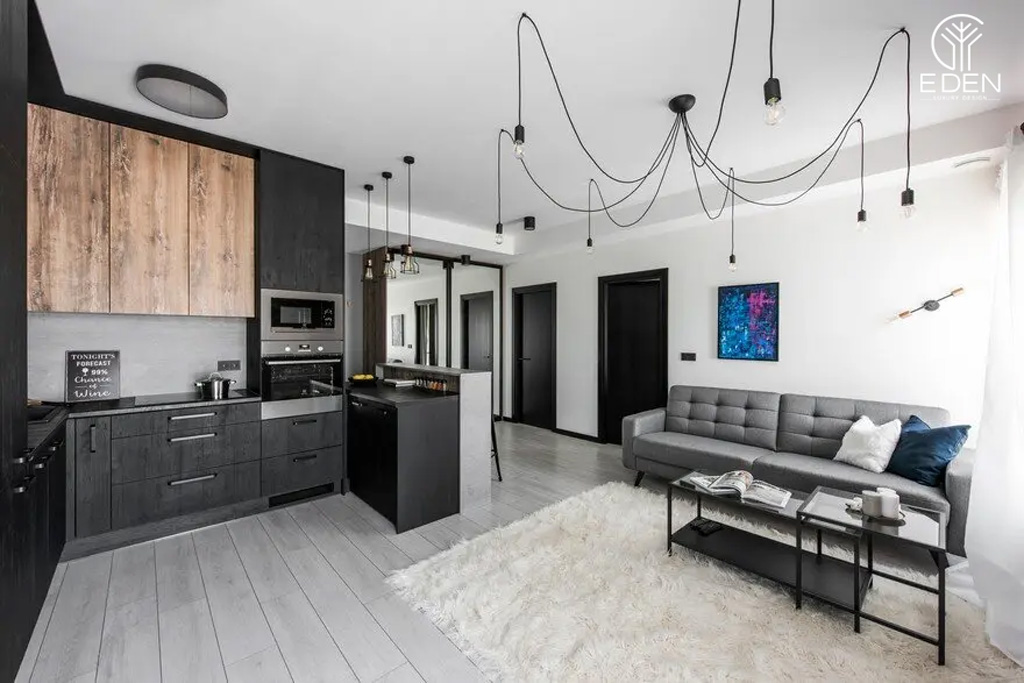 Thiết kế nội thất tối giản với tông màu đen trắng