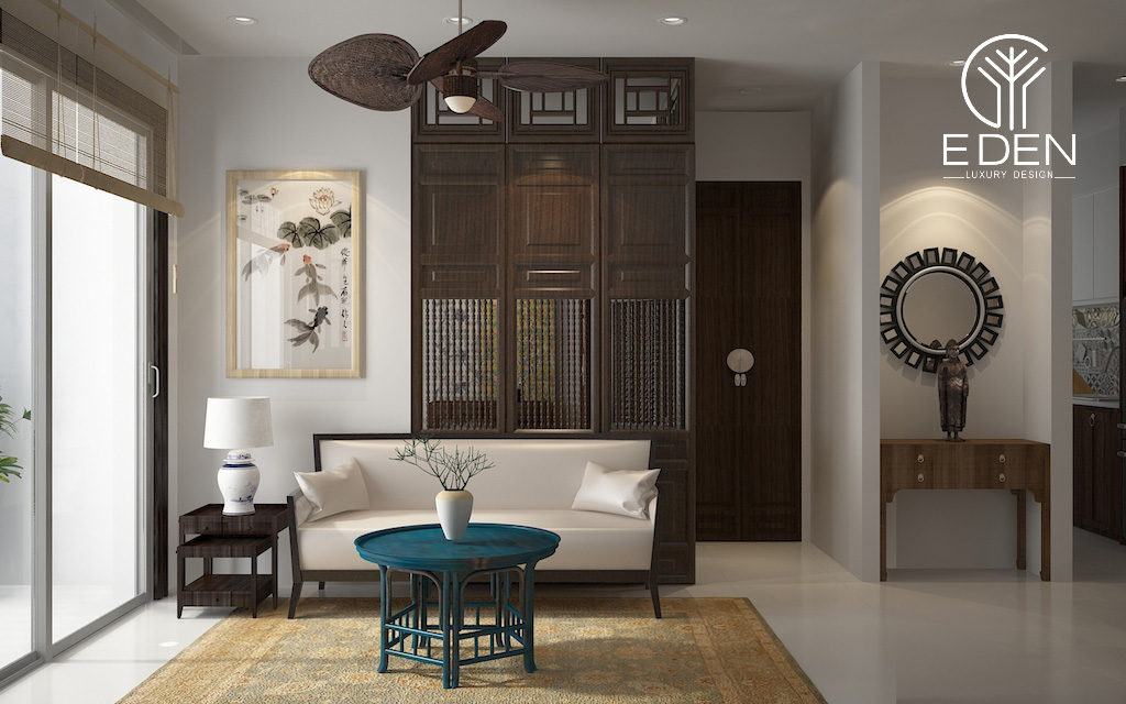 Mẫu thiết kế căn hộ 2 phòng ngủ phong cách Indochine