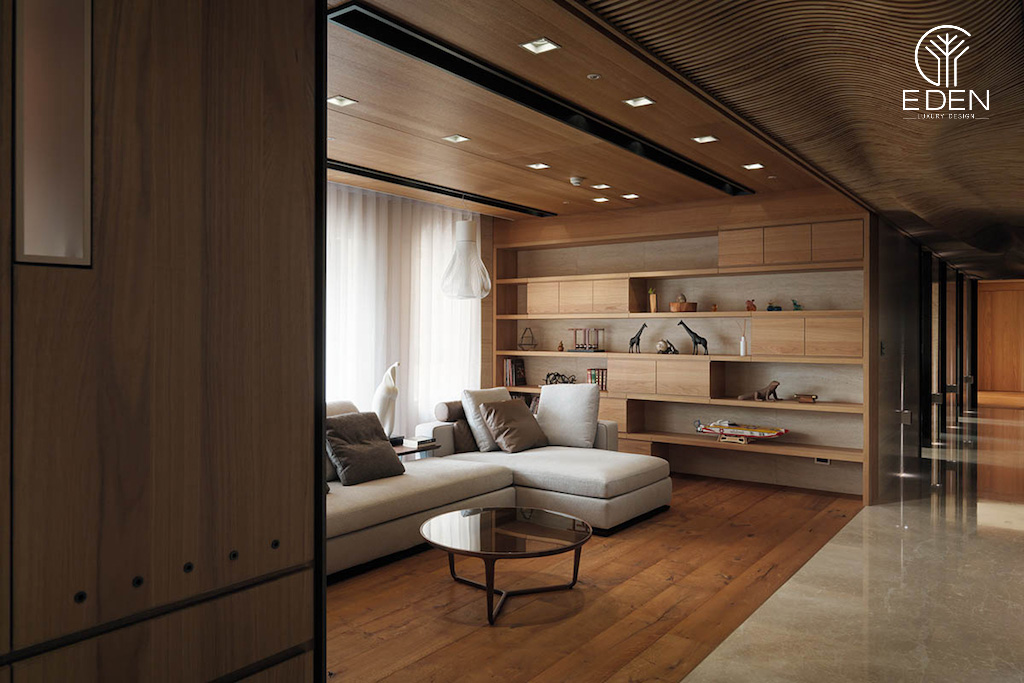 Thiết kế căn hộ 3 phòng ngủ sử dụng gỗ hiện đại