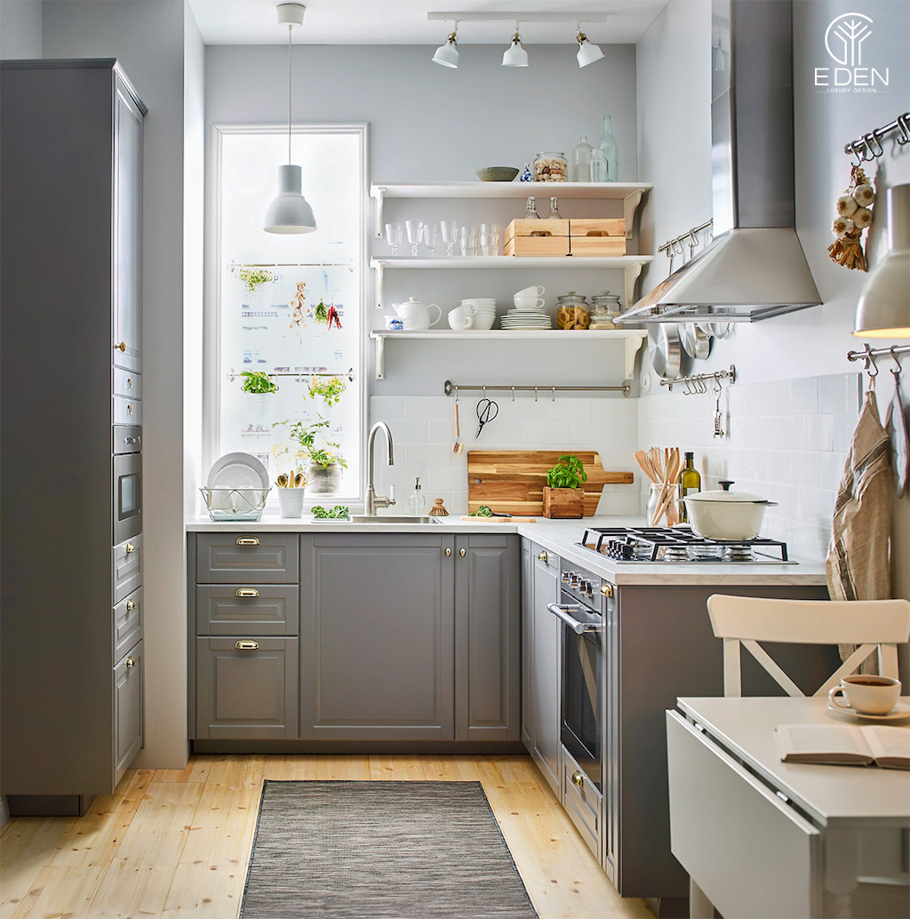 Sàn gỗ là một trong những lựa chọn tuyệt vời trong thiết kế nội thất phòng bếp đẹp