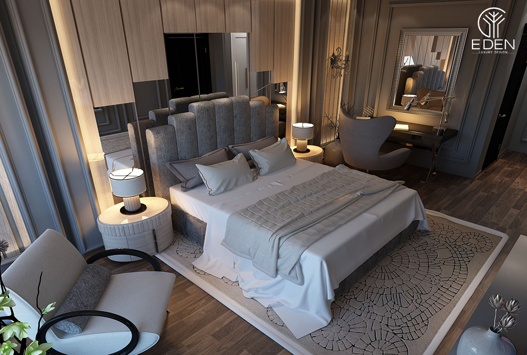 Phong cách tân cổ điển được sử dụng trong thiết kế nội thất giúp phòng ngủ trở nên kiêu sa, tinh tế hơn thay vì rườm rà