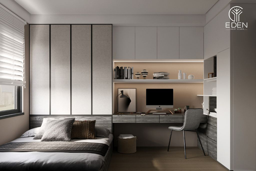 Thiết kế phòng ngủ 11m2 đơn giản với tone màu tinh tế, nhẹ nhàng