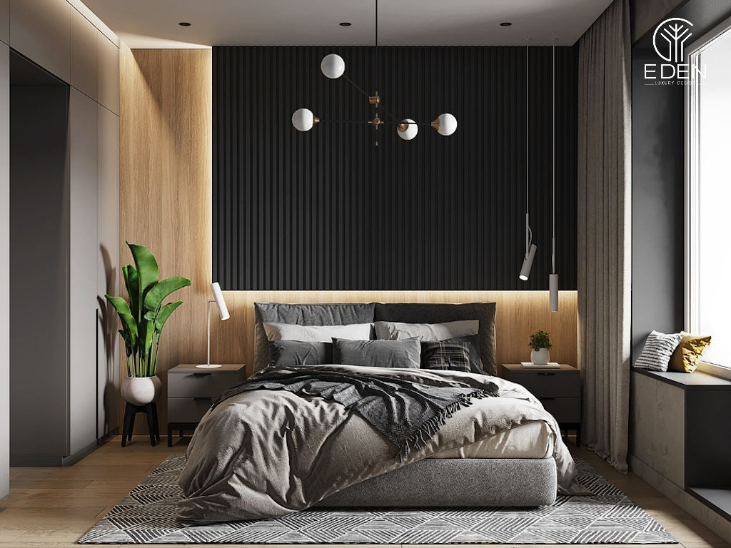 Thiết kế nội thất phòng ngủ đầy đủ tiện nghi với kích thước 13m2