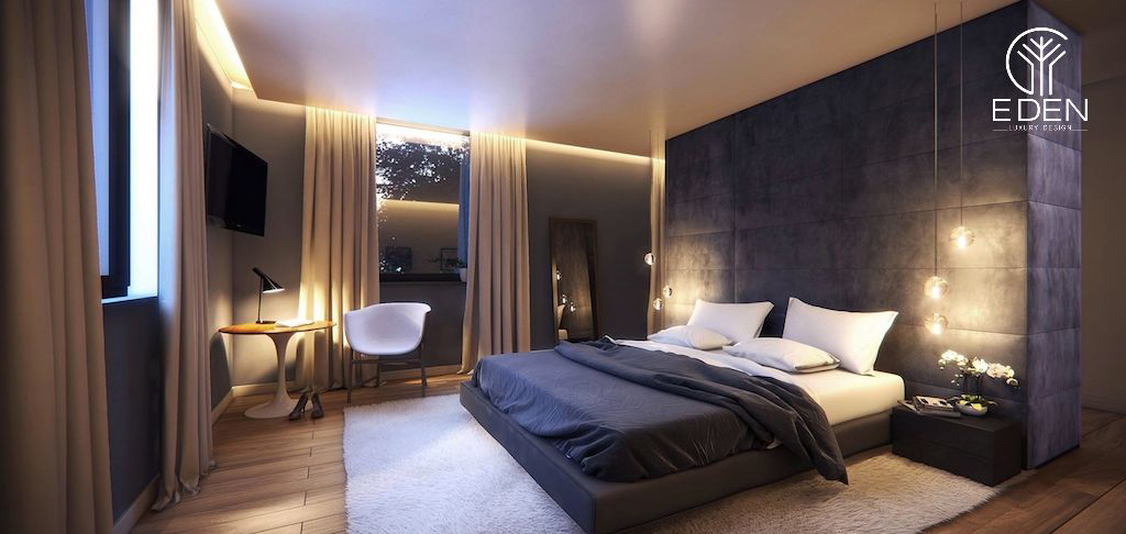 Phòng ngủ 19m2 với nội thất được thiết kế tinh tế và hiện đại