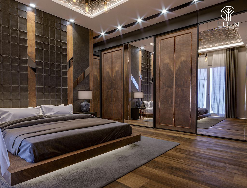 Thiết kế phòng ngủ hiện đại 19m2 với nội thất được làm bằng gỗ tự nhiên