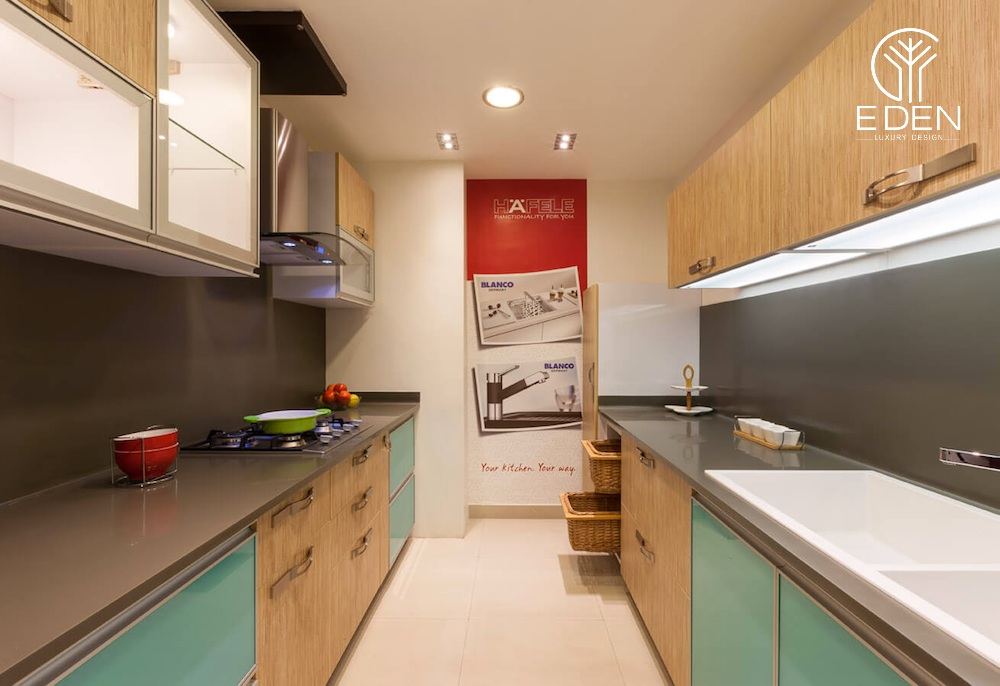 Mẫu phòng bếp kiểu song song hiện đại, giúp tiết kiệm không gian căn bếp