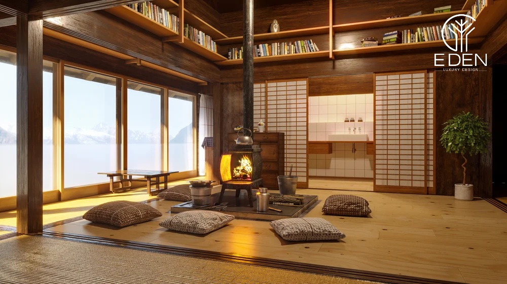 Mẫu 4: Phòng khách Nhật Bản tràn ngập hơi thở truyền thống