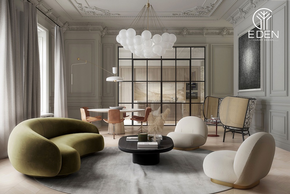 Minimalist Style kết hợp phong cách cổ điển trong thi công phòng khách tối giản