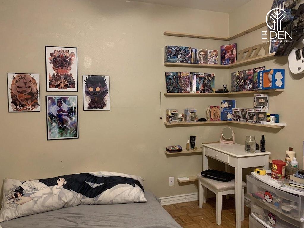 Phòng ngủ anime tối giản với những vật dụng trang trí nhỏ gọn