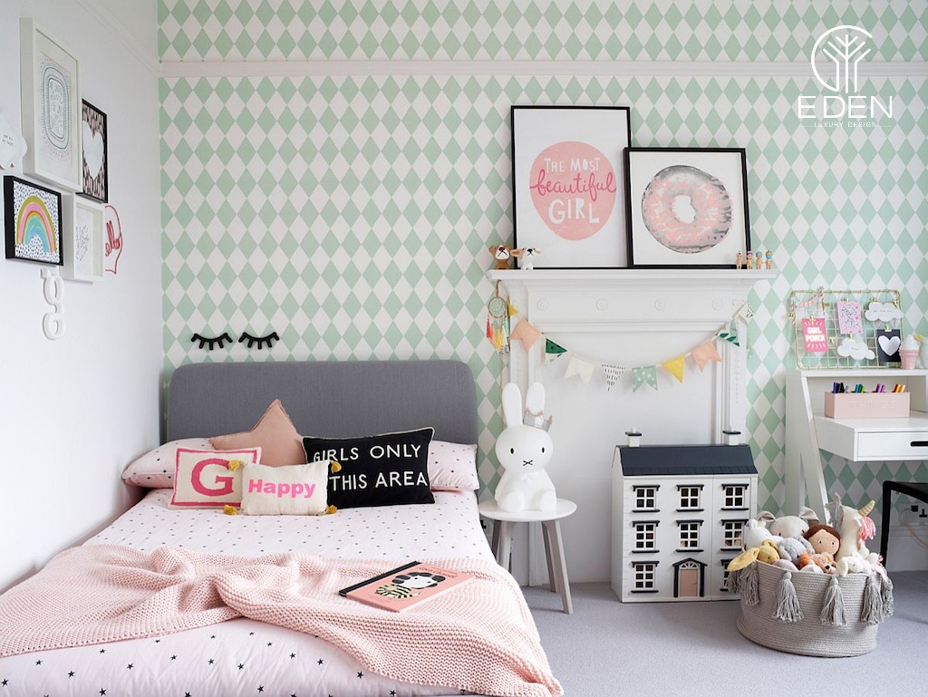 Mẫu thiết kế nội thất phòng ngủ bé gái với phong cách trẻ trung, năng động