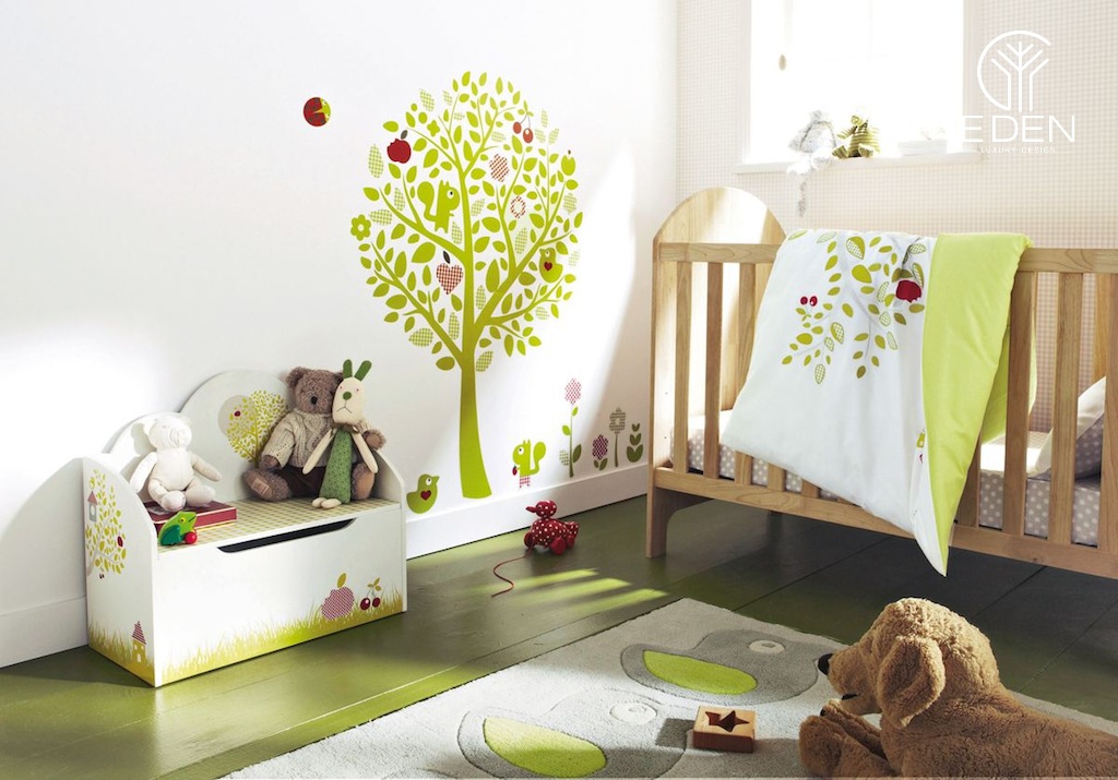 Thiết kế phòng ngủ bé trai trang trí cây
