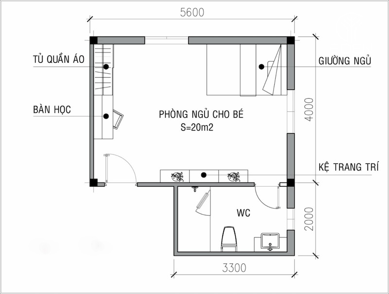 Thiết kế nhà vệ sinh trong phòng ngủ với diện tích 30m2 đơn giản