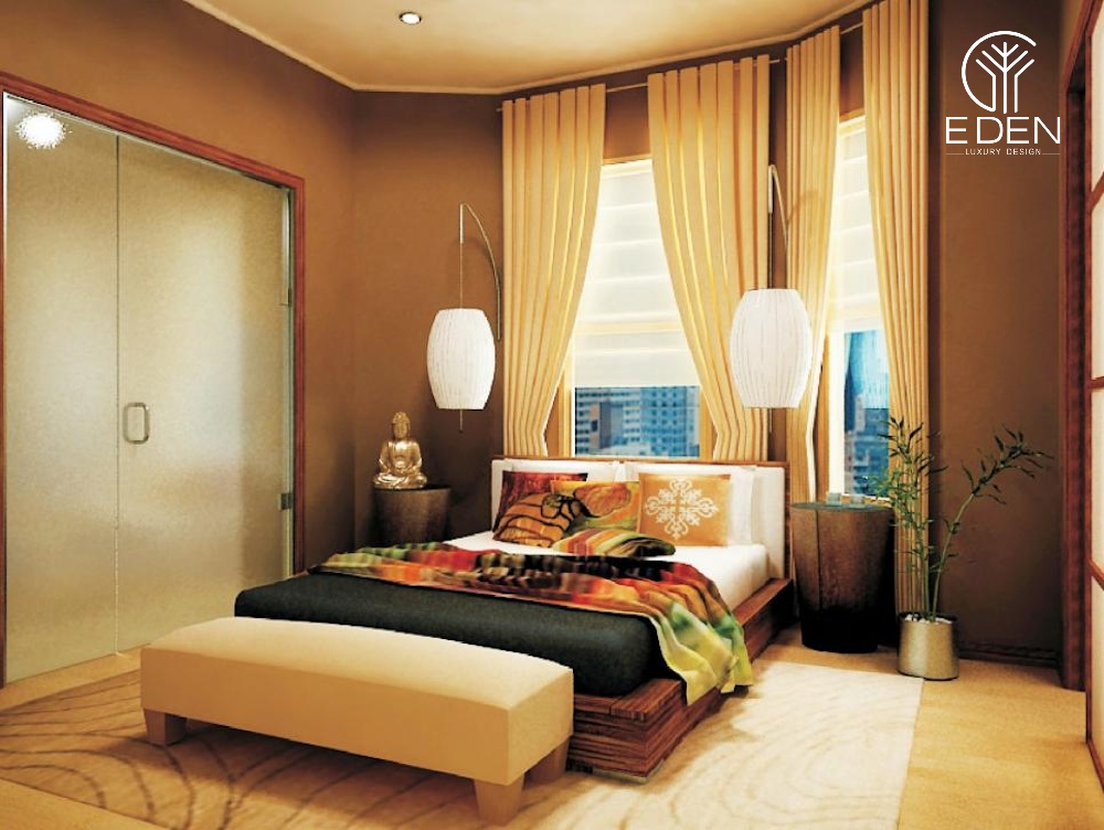 Phòng ngủ với tượng Phật đầu giường giúp cho gia chủ có được cảm giác tịnh tâm