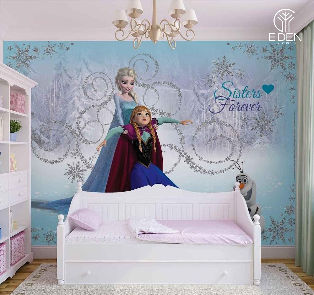 Phòng ngủ công chúa với màu xanh nhẹ nhàng được nhiều phụ huynh ưu ái lựa chọn