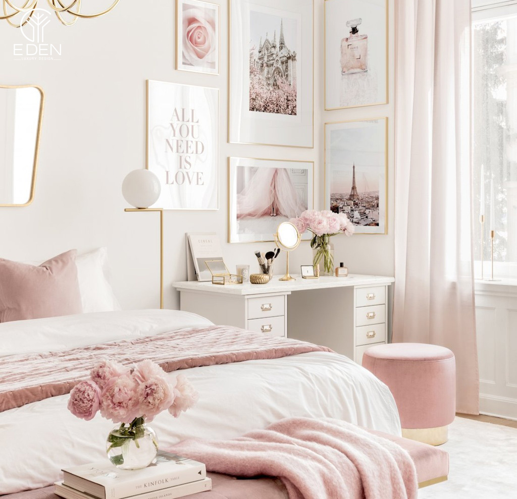 Phòng ngủ với màu hồng pastel khiến trái tim thiếu nữ của các nàng như hẫng đi một nhịp