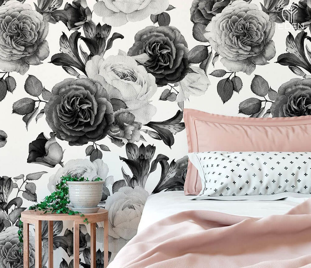 Mẫu thiết kế phòng ngủ với sự phá cách từ bông hồng đen trắng