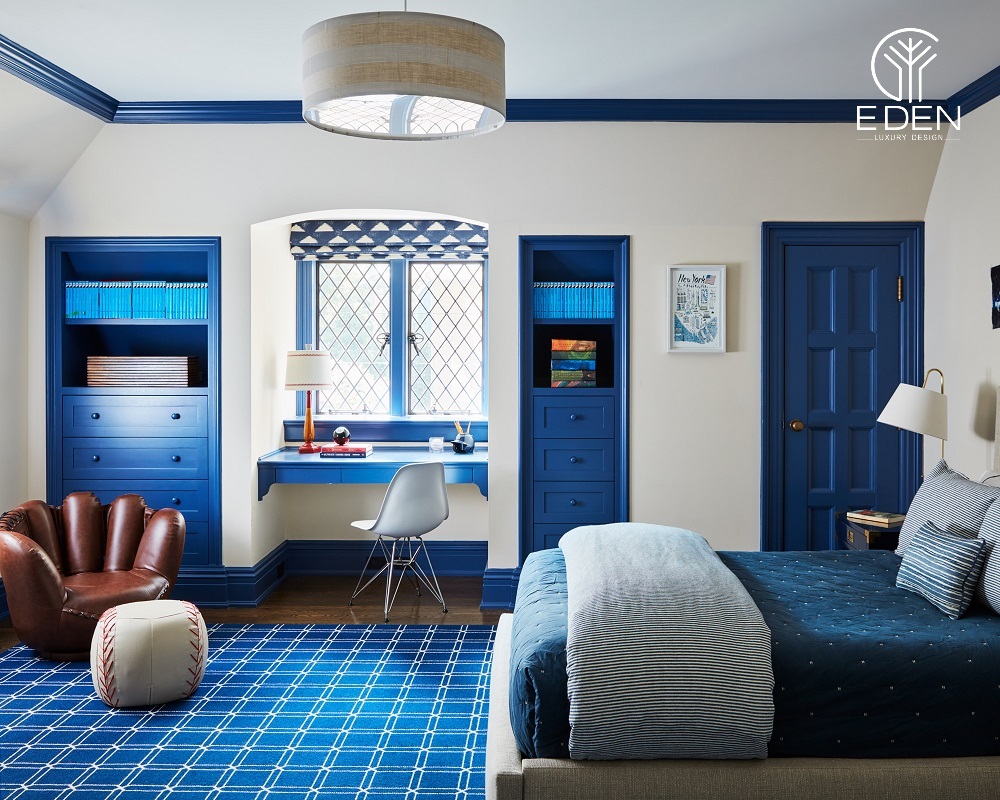 Màu xanh navy sử dụng cho thiết kế nội thất phòng ngủ
