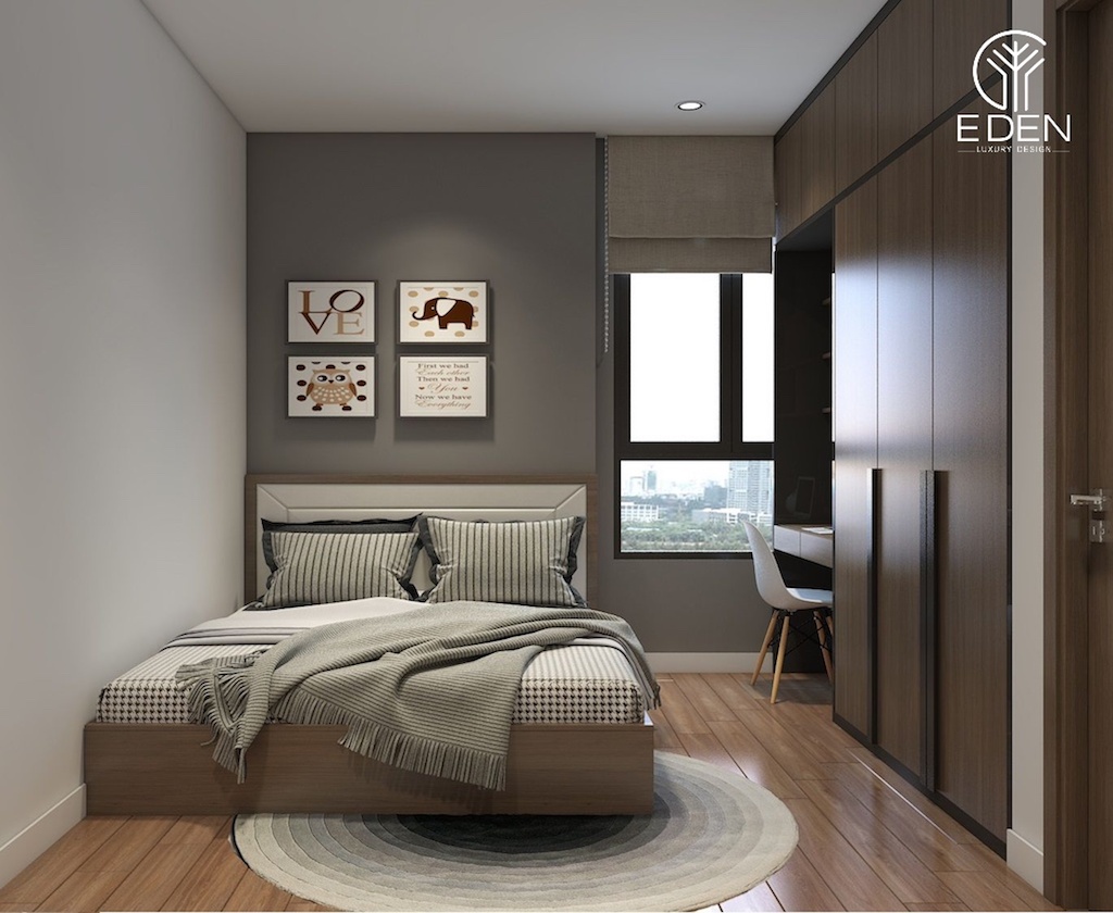 Nội thất phòng ngủ master với chất liệu gỗ tinh tế