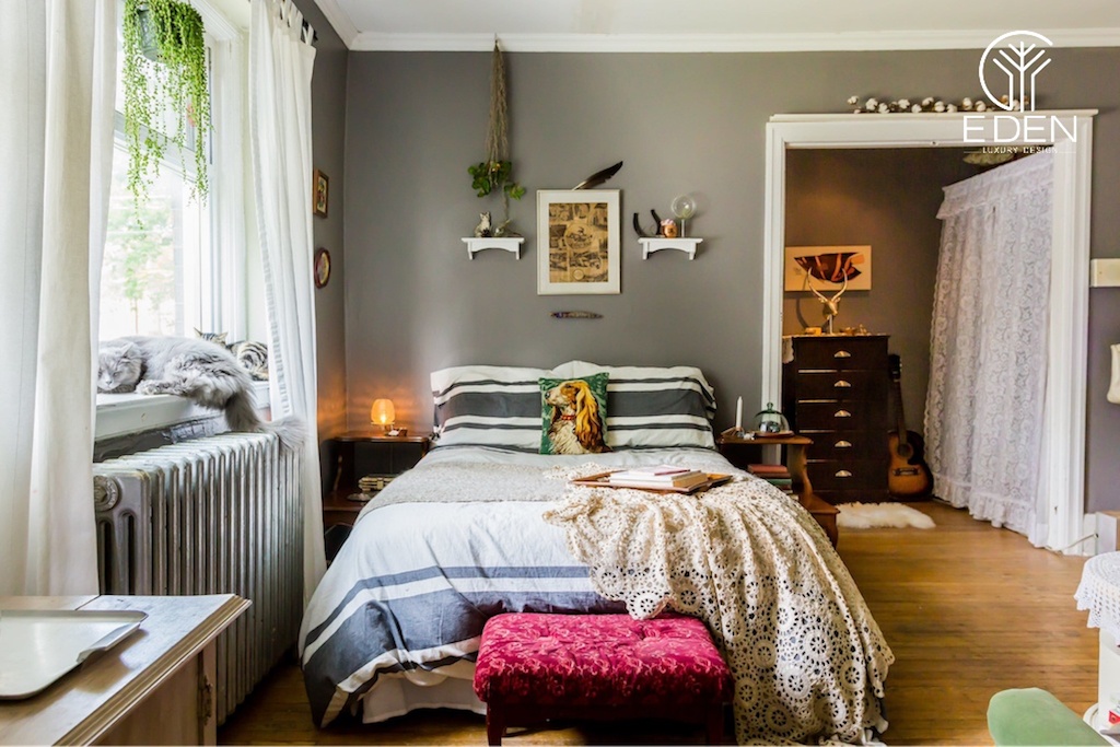 Phòng ngủ master phong cách vintage đơn giản