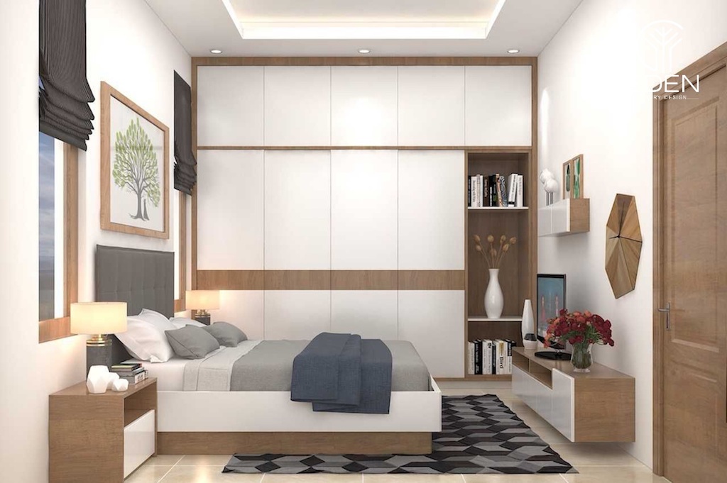 Phòng ngủ master với nội thất cơ bản tiện ích