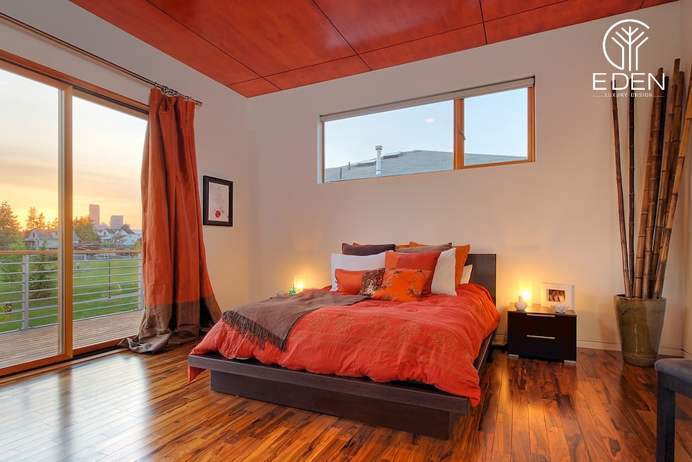 Thiết kế phòng ngủ màu cam mang lại sự năng động cho gia chủ