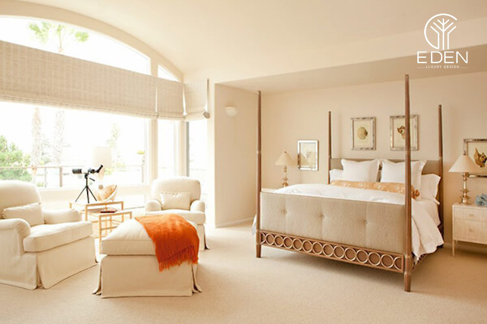 Màu cam mang đến nguồn năng lượng mạnh mẽ khi thiết kế phòng ngủ