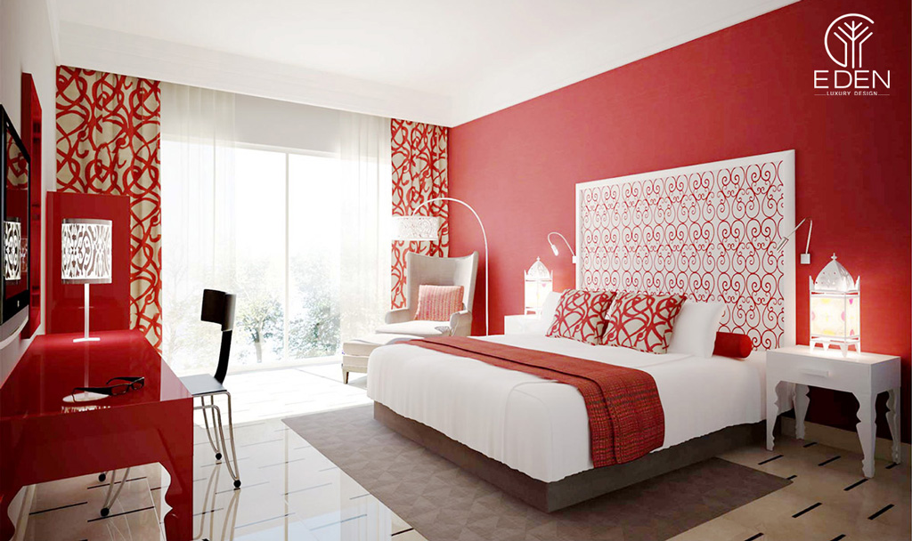 Phòng ngủ sắc đỏ phù hợp với gia chủ nào mạng Thổ hoặc Hoả
