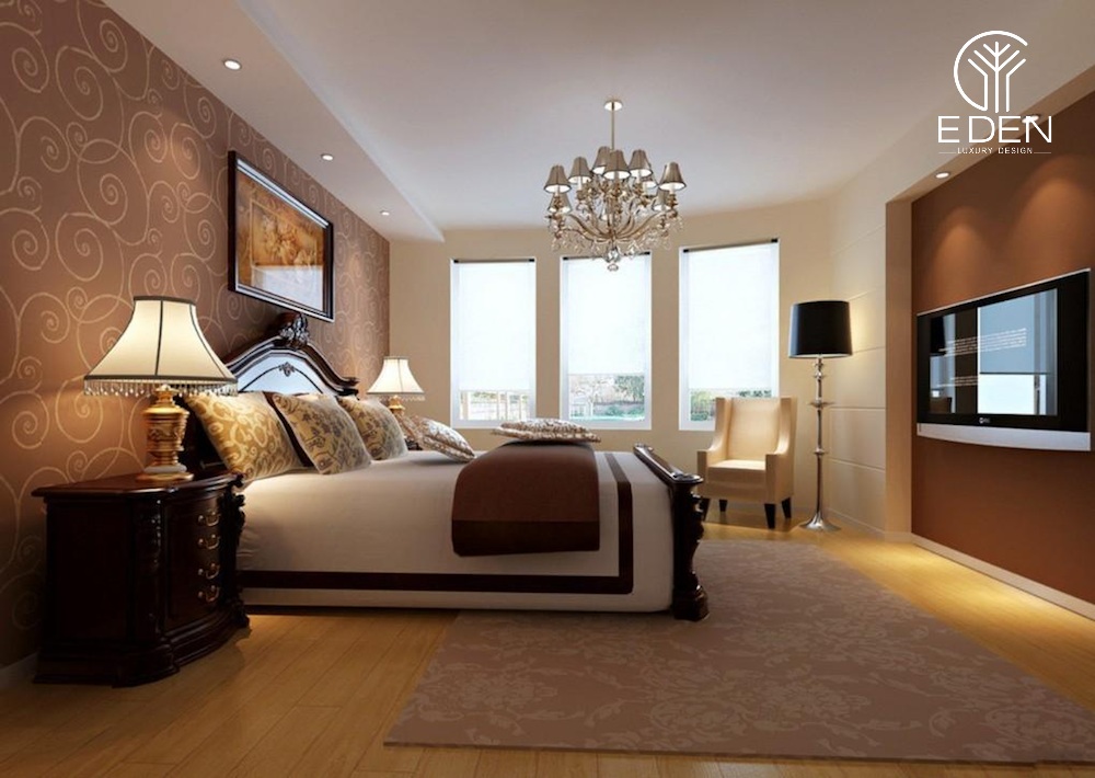 Thiết kế phòng ngủ màu nâu với phong cách hiện đại