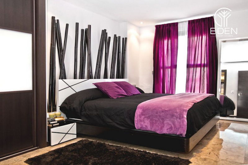 Giường ngủ với màu sắc tương phản so với tường