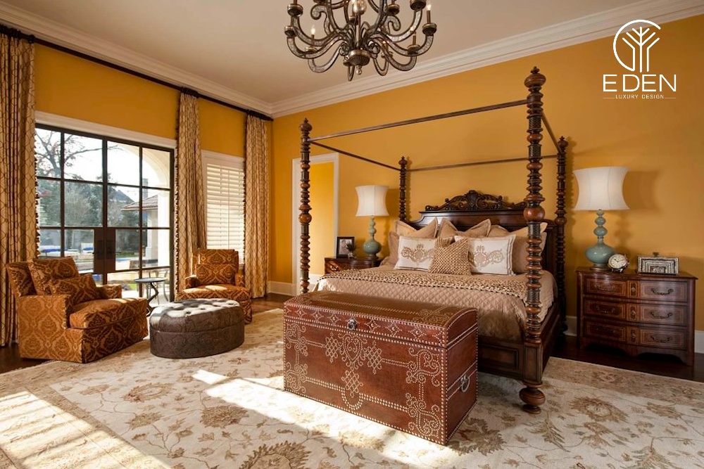 Phòng ngủ vàng đất cổ điển và xưa cũ