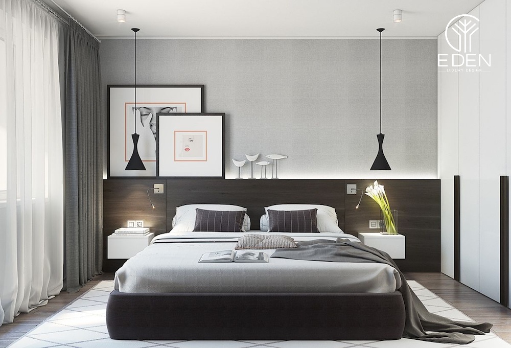 Vẻ đẹp hiện đại, sang trọng thể hiện rõ nét qua nội thất phòng ngủ đơn giản