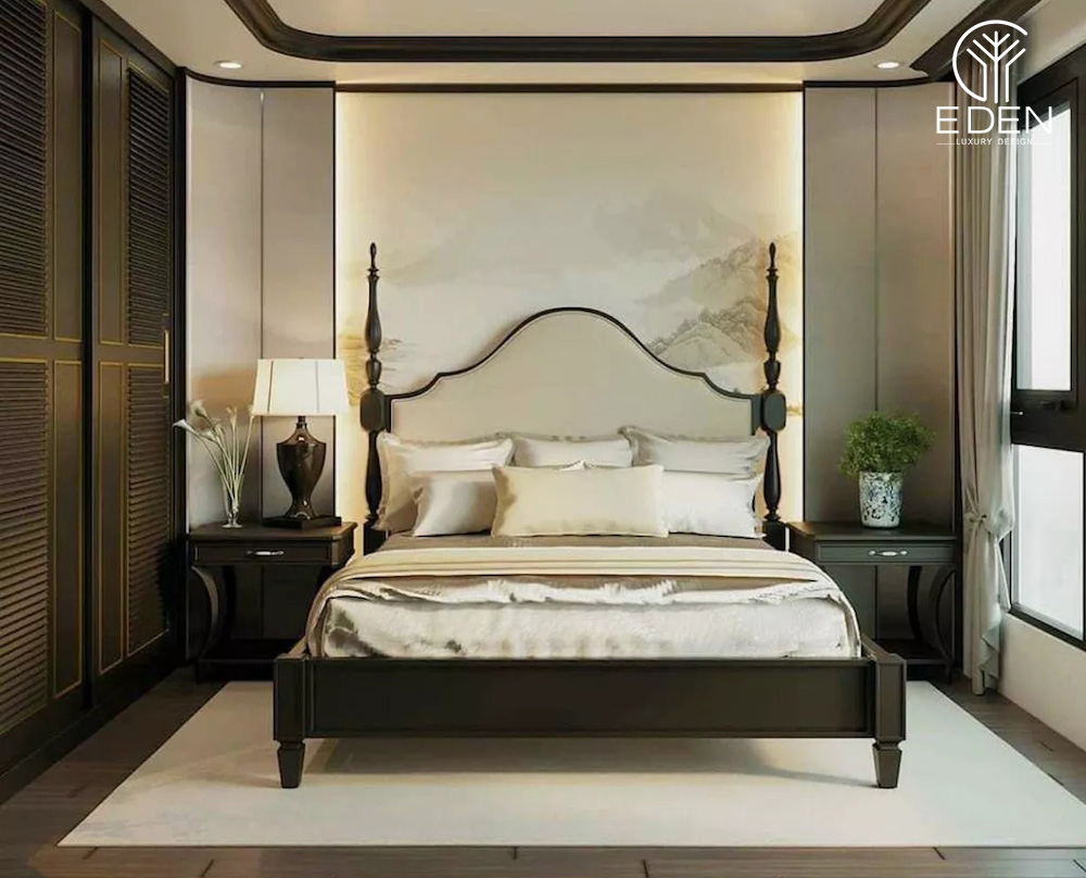 Phòng ngủ Indochine được trang trí với các món nội thất mang hơi hướng hiện đại