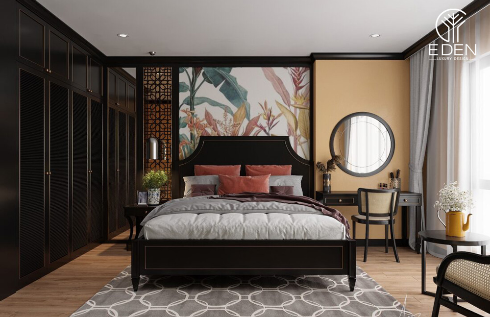 Phong cách phòng ngủ Đông Dương với đồ nội thất cách tân hiện đại