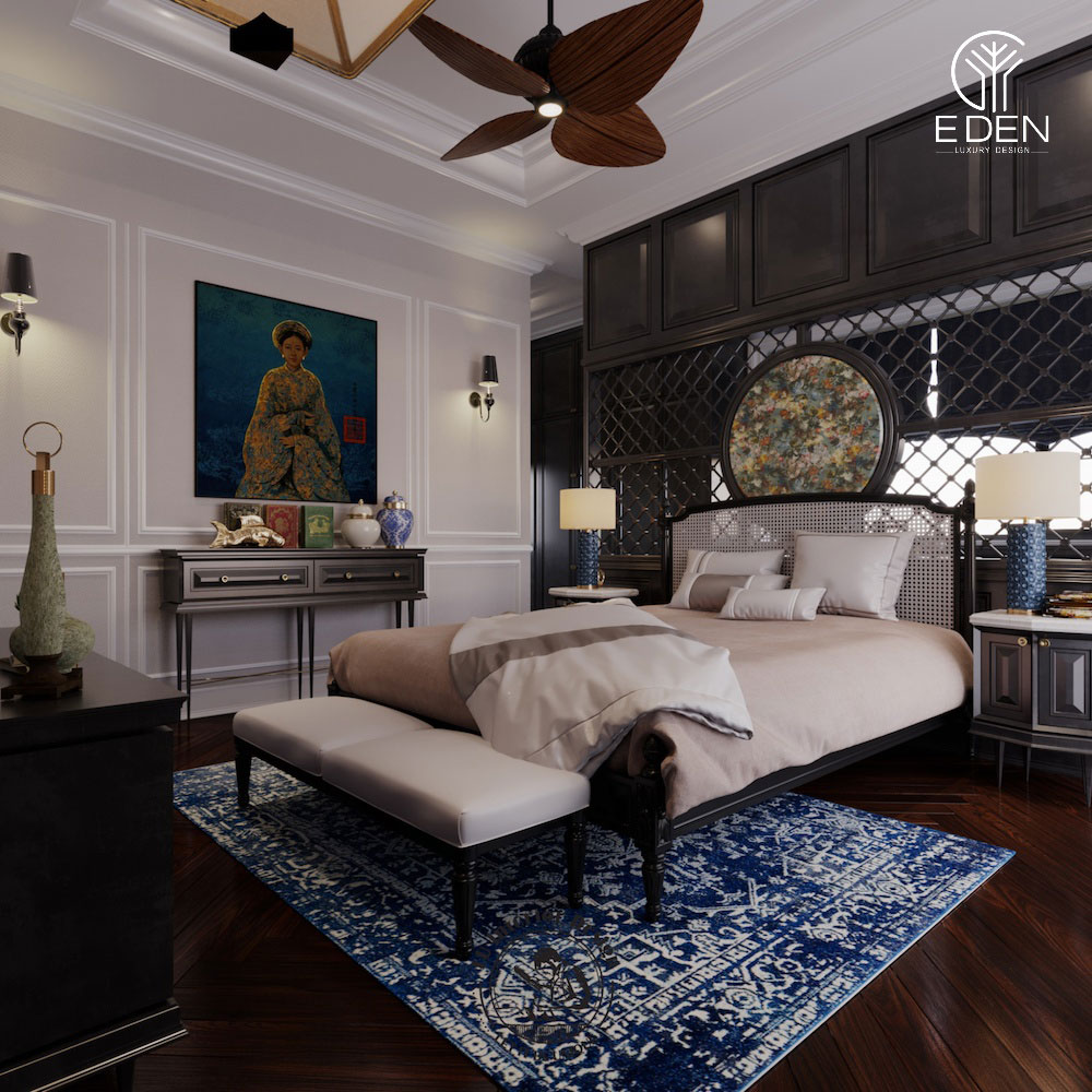 Phong cách Đông Dương cổ xưa cho phòng ngủ master