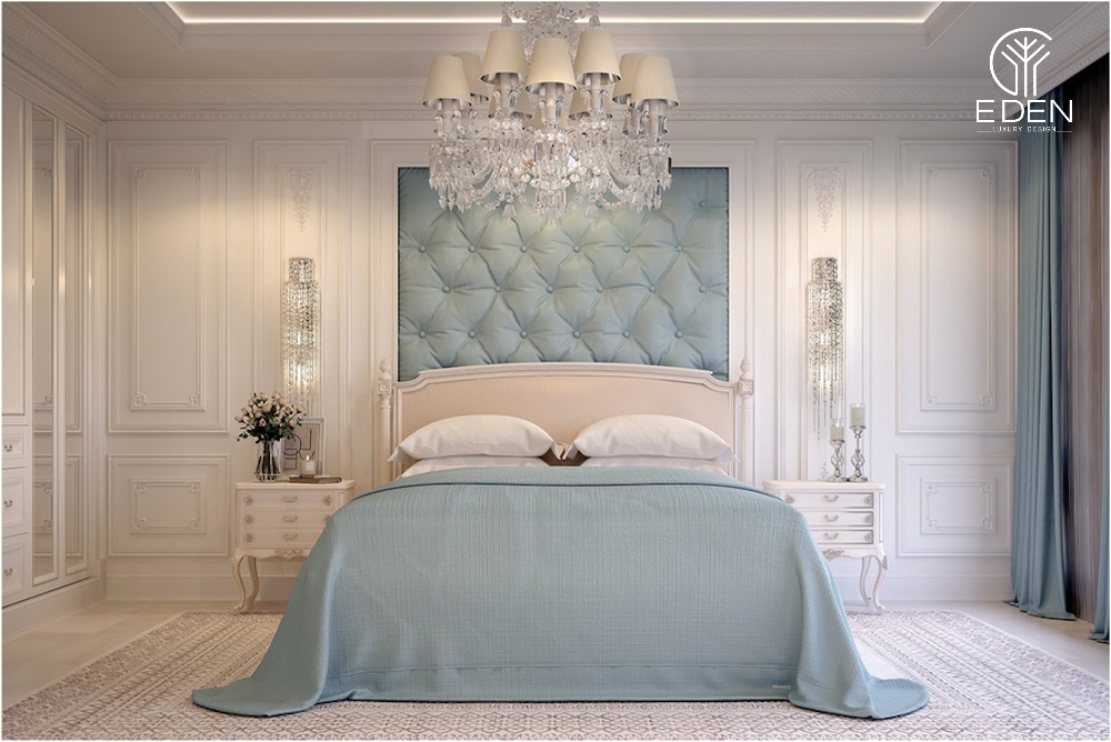 Phòng ngủ tân cổ điển nhẹ nhàng sử dụng tone màu pastel