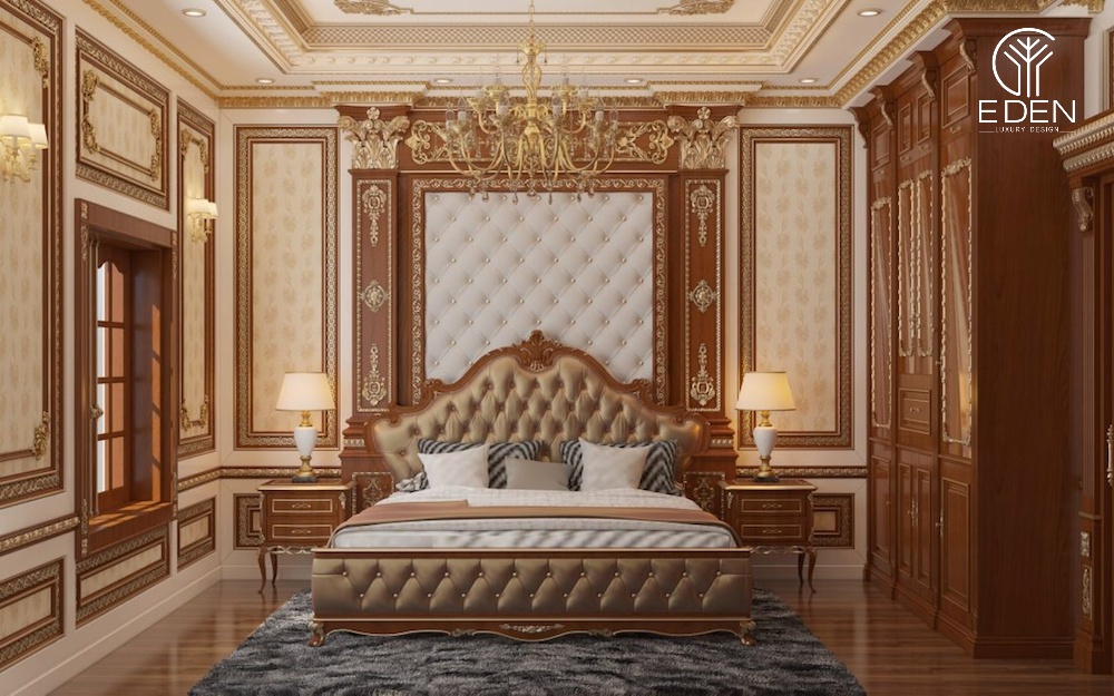 Phòng ngủ tân cổ điển nhẹ nhàng có màu sắc trầm ấm