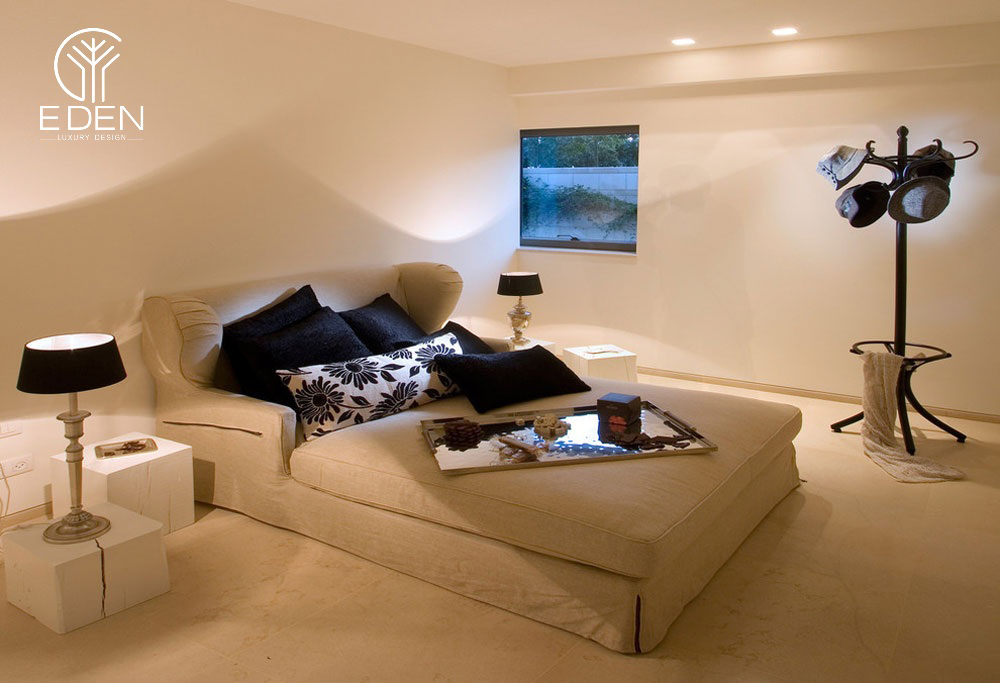 Lựa chọn sofa giường để giảm tối đa diện tích của 2 nội thất trong cùng một căn phòng có diện tích không quá lớn là một giải pháp hữu hiệu