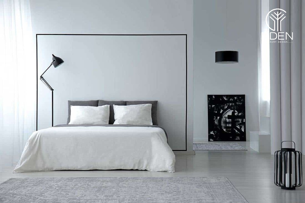 Diện tích phòng ngủ rộng rãi với phong cách tối giản hiện đại