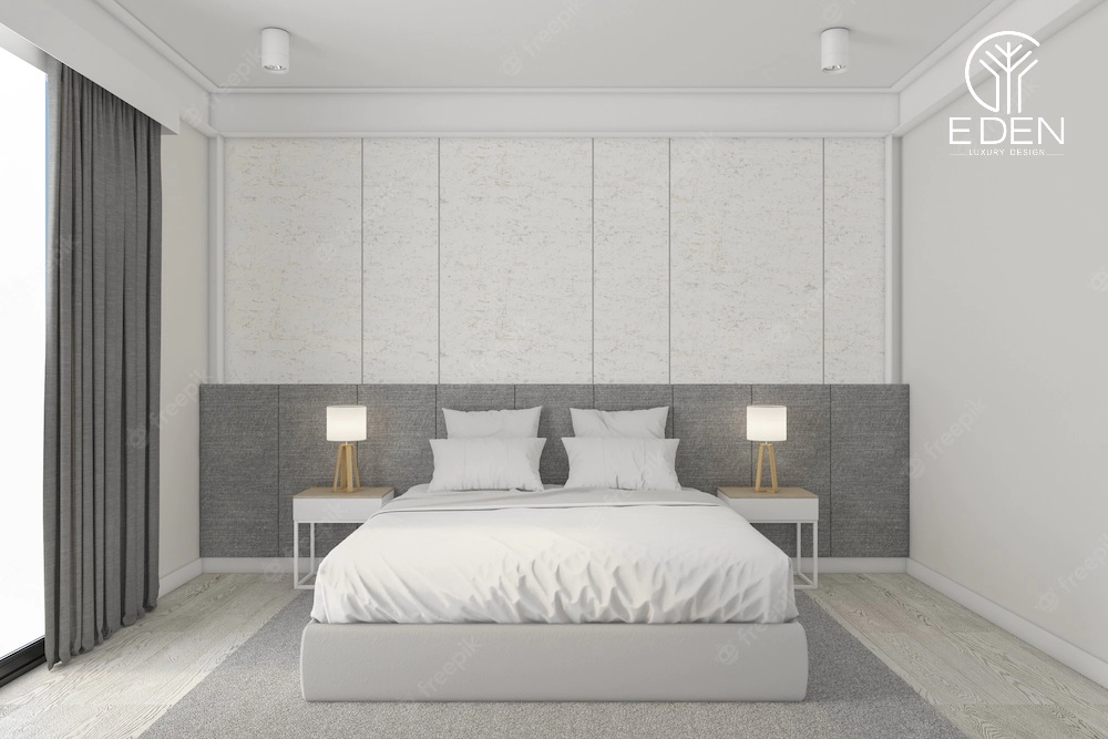 Tone màu xám kết hợp trắng đơn giản cho phòng ngủ phong cách Minimalism