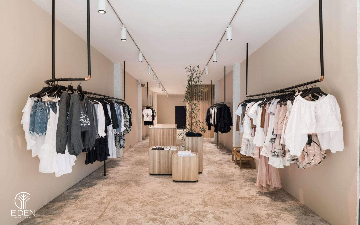 Thiết kế nội thất shop thời trang theo phong cách đơn giản