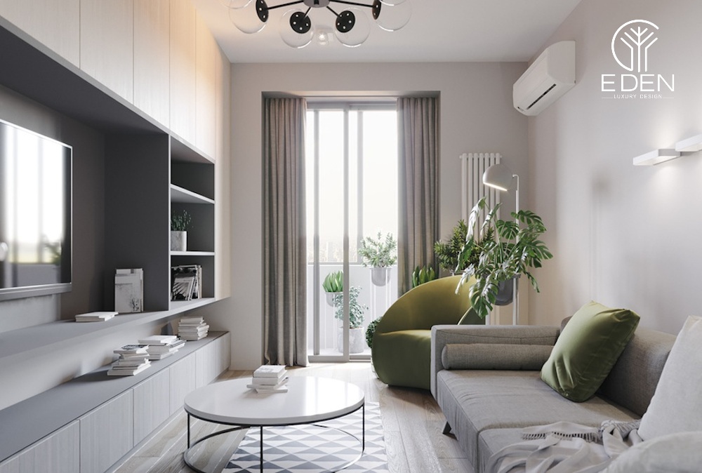 Phòng khách chung cư nhỏ với thiết kế hiện đại