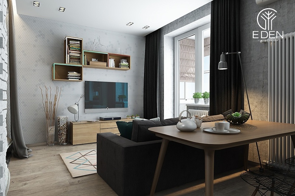 Phòng khách chung cư với phong cách tối giản sang trọng