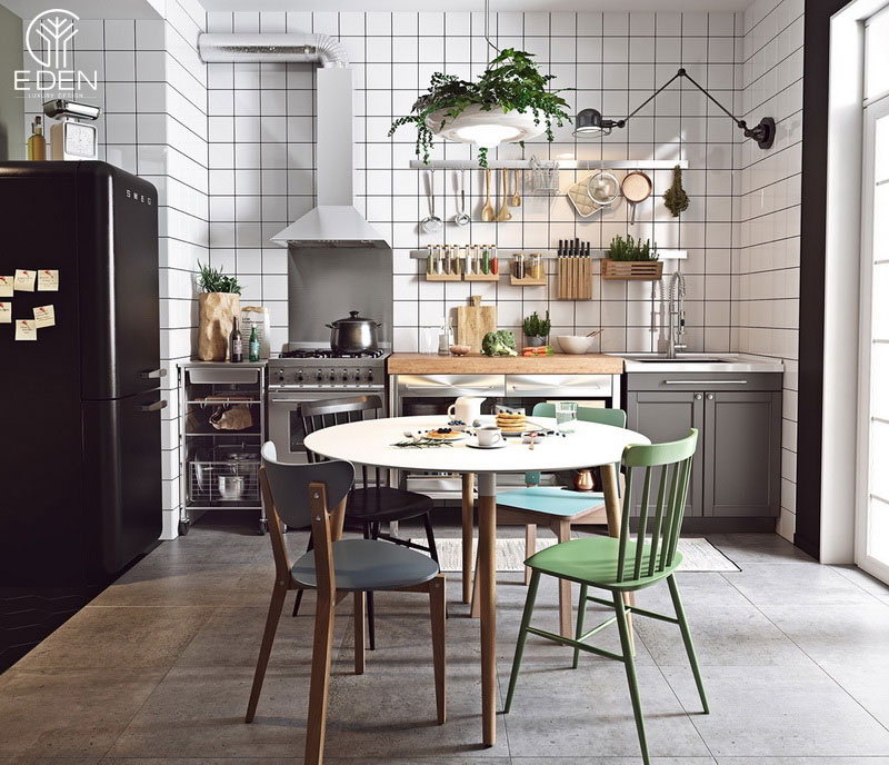 Phòng bếp Scandinavian với đầy ánh sáng mẫu 1