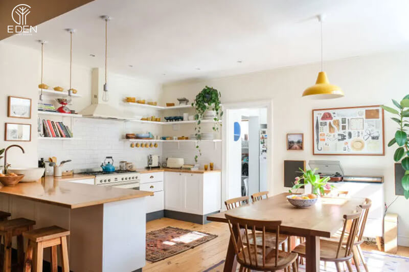 Thiết kế phòng bếp Scandinavian đầy cây cảnh mẫu 1