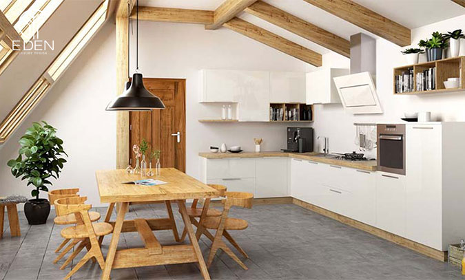 Thiết kế phòng bếp Scandinavian đầy cây cảnh mẫu 3