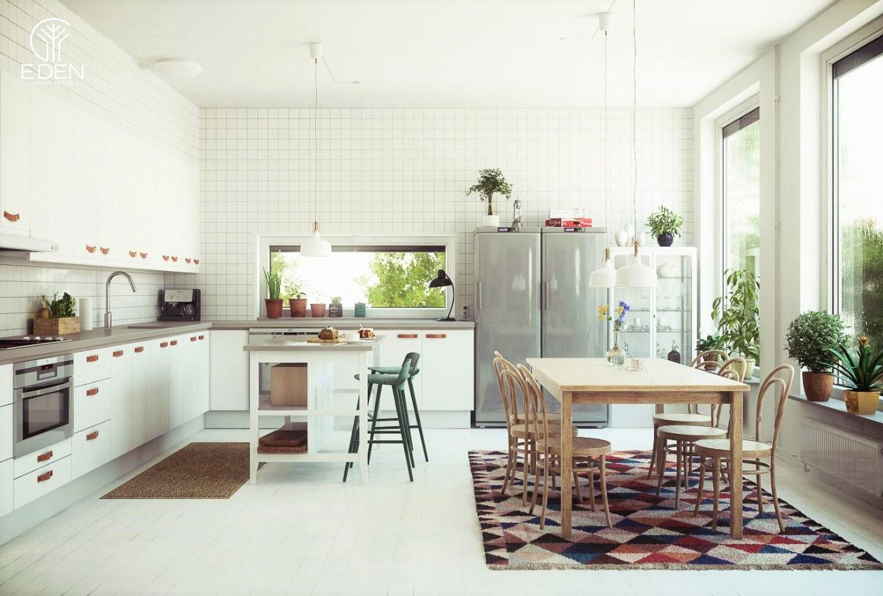Thiết kế phòng bếp Scandinavian đầy cây cảnh mẫu 6