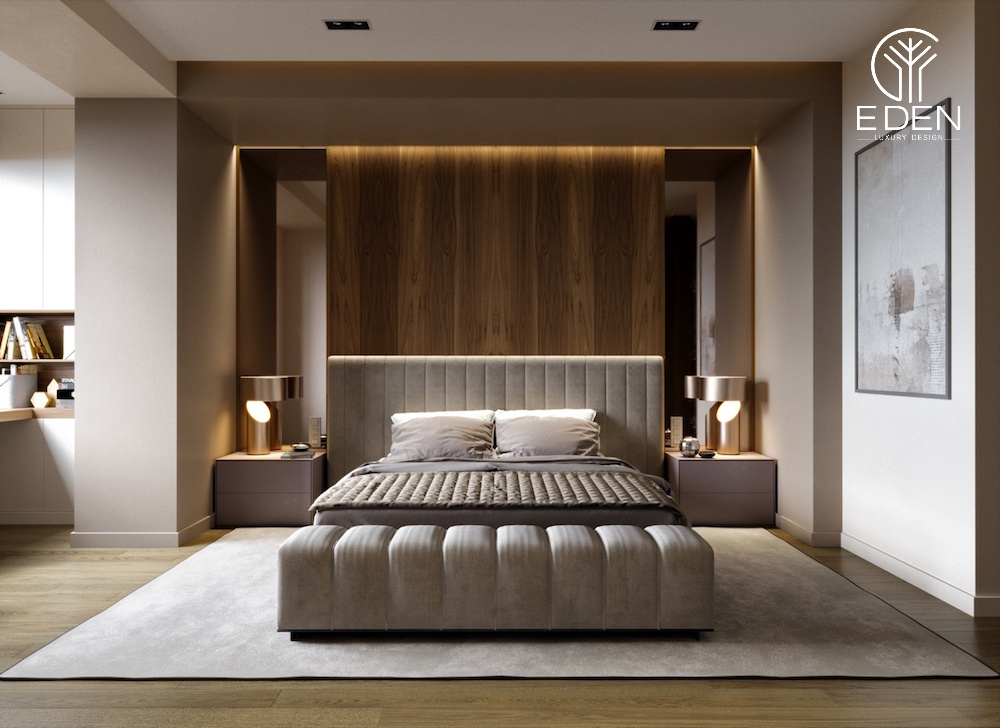 Giường ngủ 1,6x2m dành cho phòng ngủ tiêu chuẩn 25m2 vô cùng phù hợp