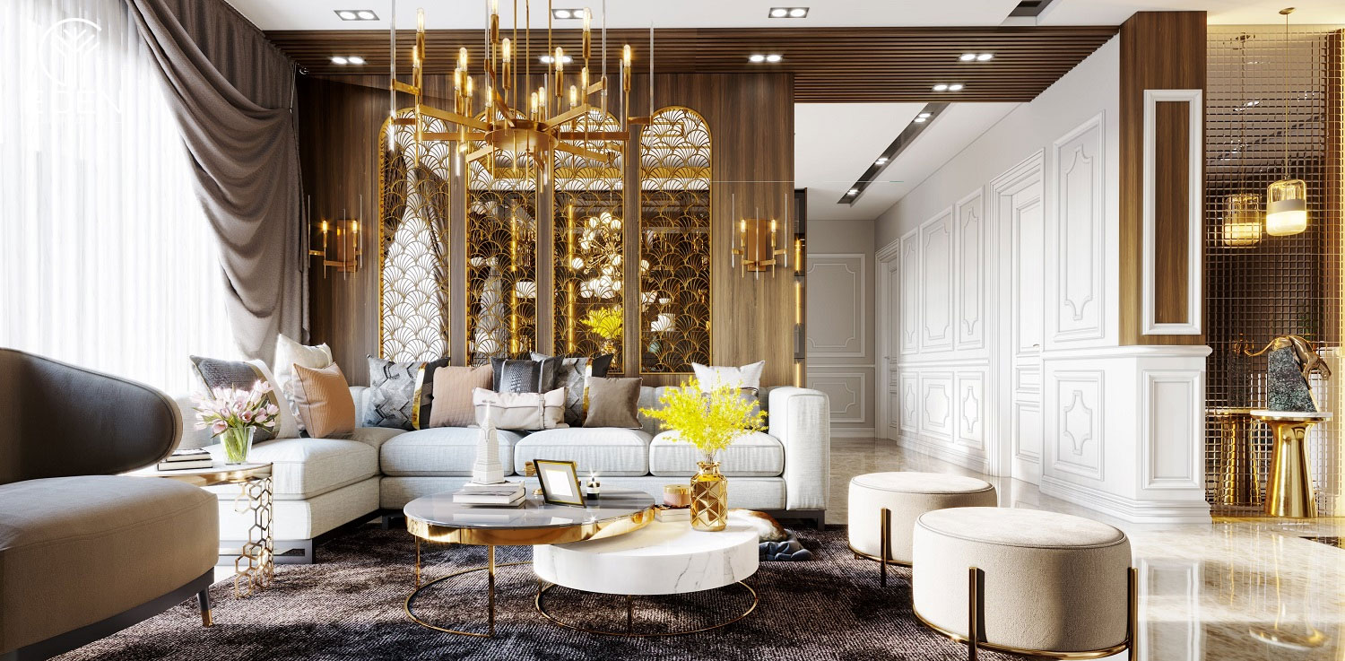 Mẫu thiết kế phòng khách theo phong cách Luxury 3