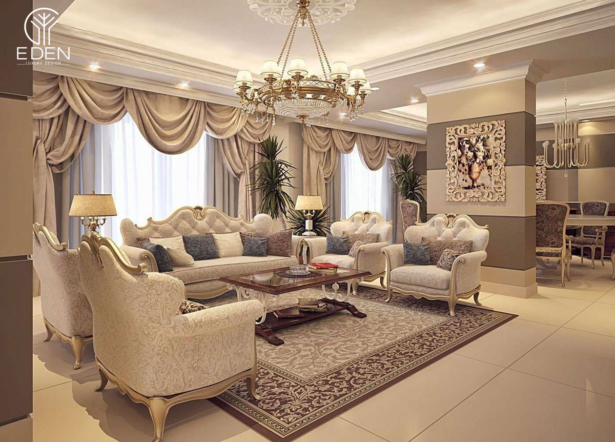 Mẫu thiết kế phòng khách theo phong cách Luxury 9